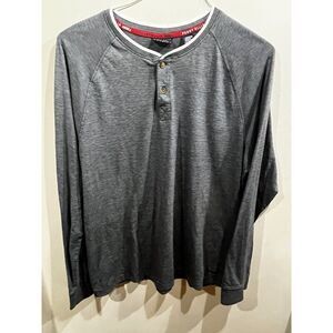 Perry Ellis America Shirt Mens Size XL Gray Long Sleeve 1/4 Button Preppy Casual